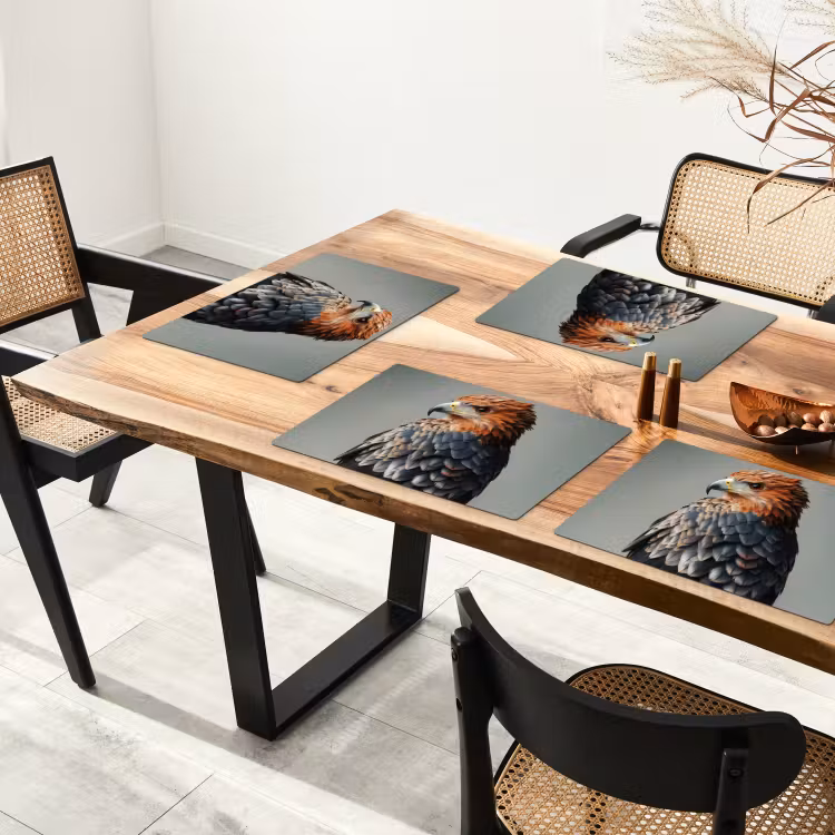 Vogel - Realistisch - Veren - Bruin Placemat vinyl groot -zzsfeer4_Kitchenyeah-website