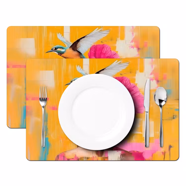 Vogel - Vrouw - Abstract - Bloem Placemat vinyl groot -zzsfeer2_Kitchenyeah-website