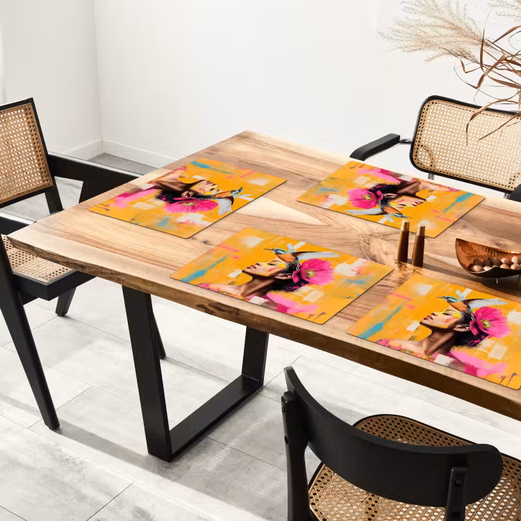 Vogel - Vrouw - Abstract - Bloem Placemat vinyl groot -zzsfeer4_Kitchenyeah-website