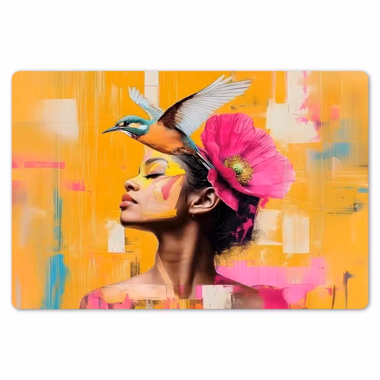 Vogel - Vrouw - Abstract - Bloem Placemat vinyl groot -zzsfeer1_Kitchenyeah-website