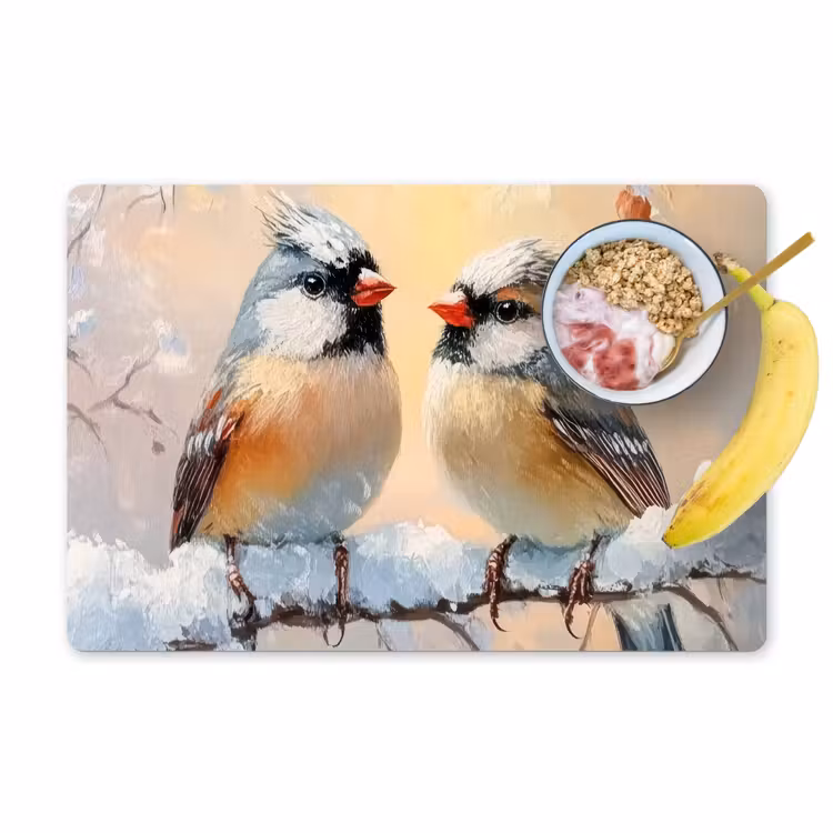 Vogels - Tak - Winter - Sneeuw Placemat vinyl groot -zzzproduct_Kitchenyeah-website