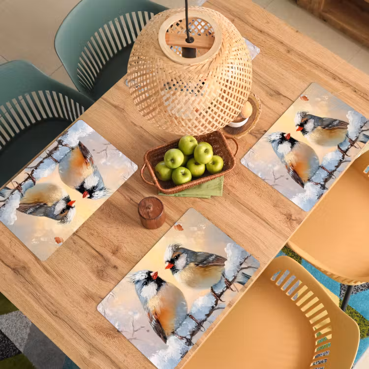Vogels - Tak - Winter - Sneeuw Placemat vinyl groot -zzsfeer5_Kitchenyeah-website