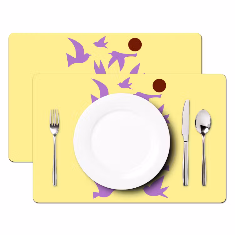 Vogels - Cirkel - Geel - Beweging Placemat vinyl groot -zzsfeer2_Kitchenyeah-website