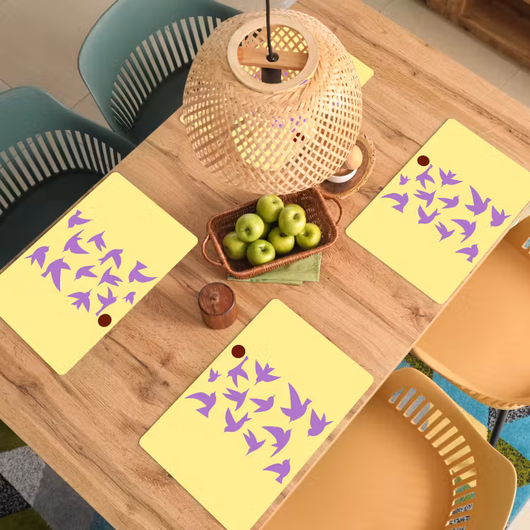 Vogels - Cirkel - Geel - Beweging Placemat vinyl groot -zzsfeer5_Kitchenyeah-website