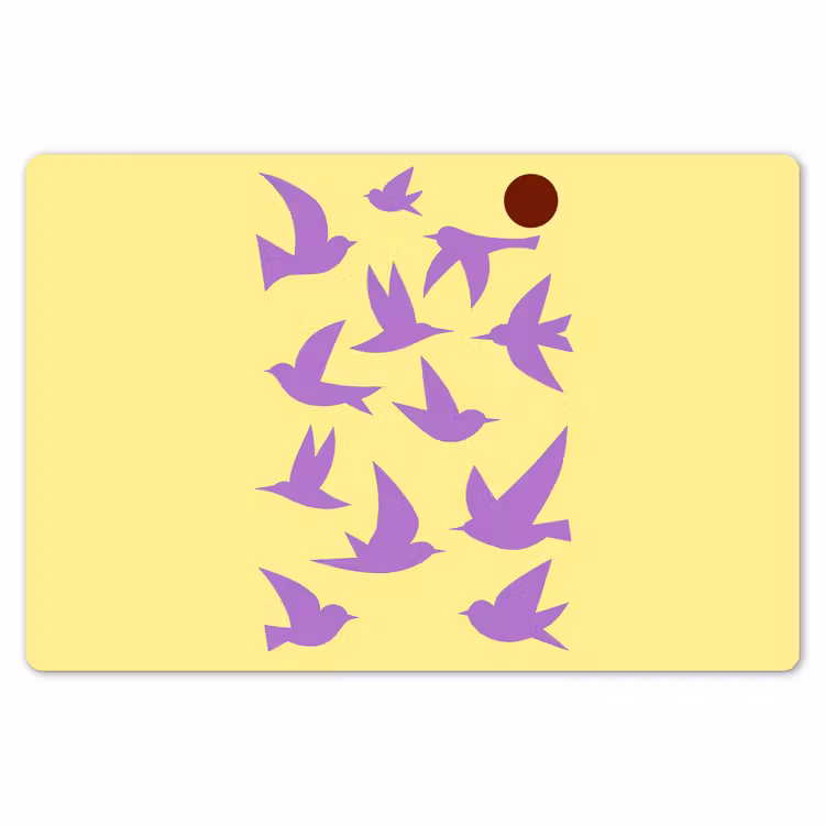 Vogels - Cirkel - Geel - Beweging Placemat vinyl groot -zzsfeer1_Kitchenyeah-website