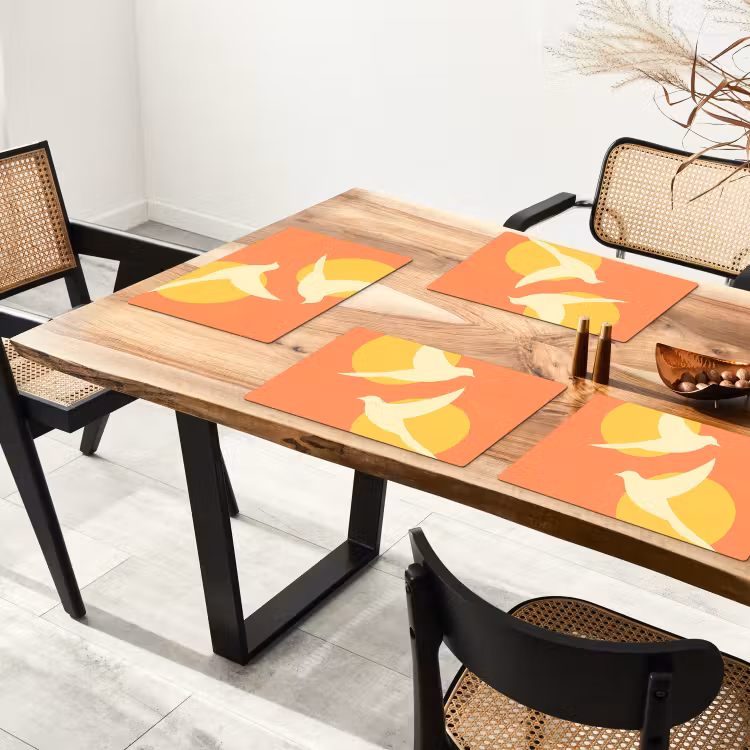 Vogels - Cirkels - Geel Placemat vinyl groot -zzsfeer4_Kitchenyeah-website
