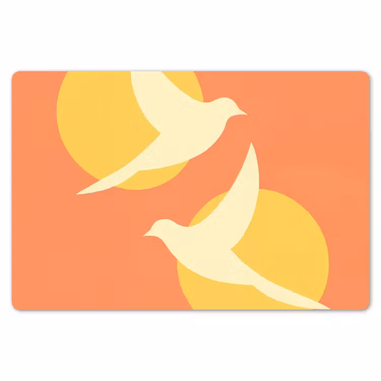 Vogels - Cirkels - Geel Placemat vinyl groot -zzsfeer1_Kitchenyeah-website