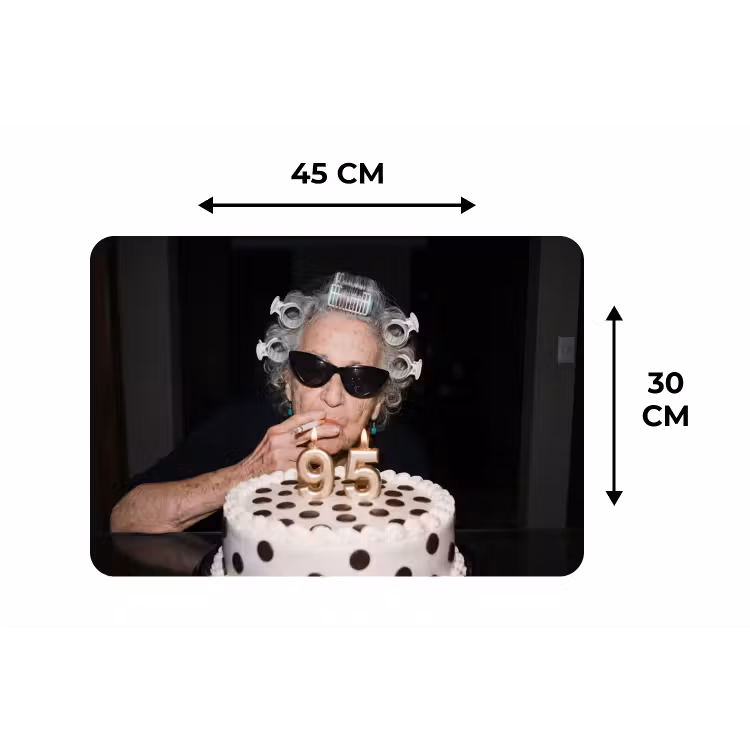 Verjaardag - Krulspeld - Oma Placemat vinyl groot -specs