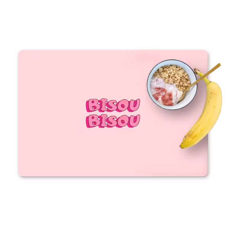 Bisou - Roze - Schaduw Placemat vinyl groot -zzzproduct_Kitchenyeah-website