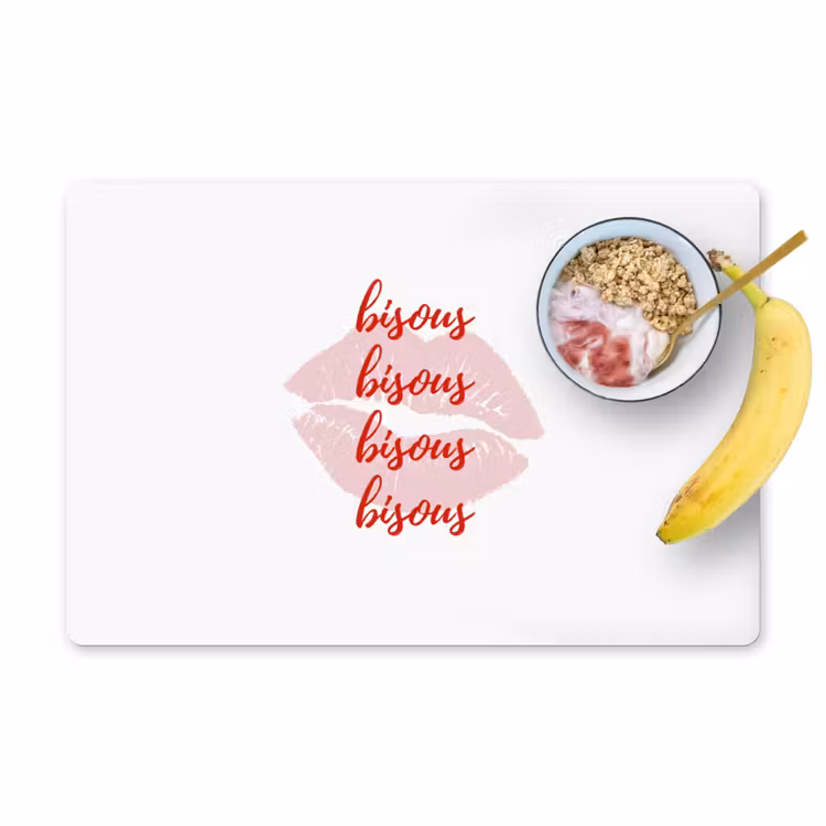 Bisous - Lip - Wit - Rood Placemat vinyl groot -zzzproduct_Kitchenyeah-website