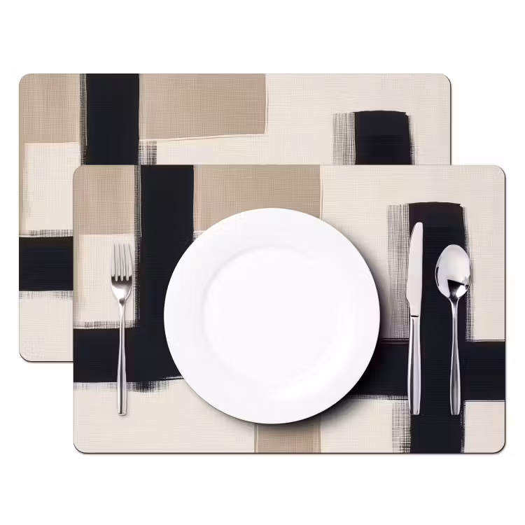Zwart - Abstract - Japandi Placemat vinyl groot -zzsfeer2_Kitchenyeah-website