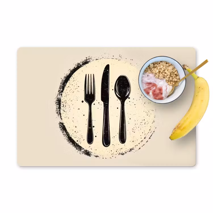 Zwart - Bestek - Rondje Placemat vinyl groot -zzzproduct_Kitchenyeah-website