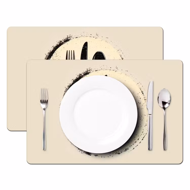 Zwart - Bestek - Rondje Placemat vinyl groot -zzsfeer2_Kitchenyeah-website
