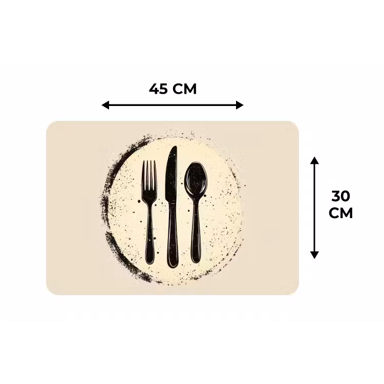 Zwart - Bestek - Rondje Placemat vinyl groot -specs