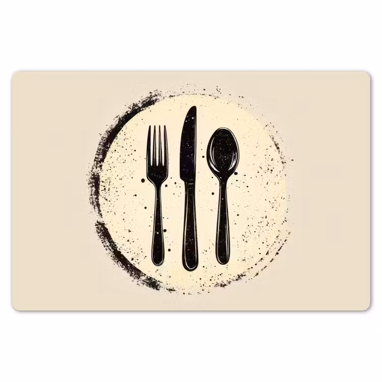 Zwart - Bestek - Rondje Placemat vinyl groot -zzsfeer1_Kitchenyeah-website