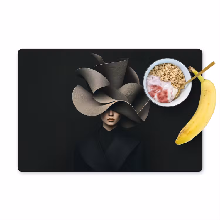 Zwarte - Hoed - Vrouw Placemat vinyl groot -zzzproduct_Kitchenyeah-website
