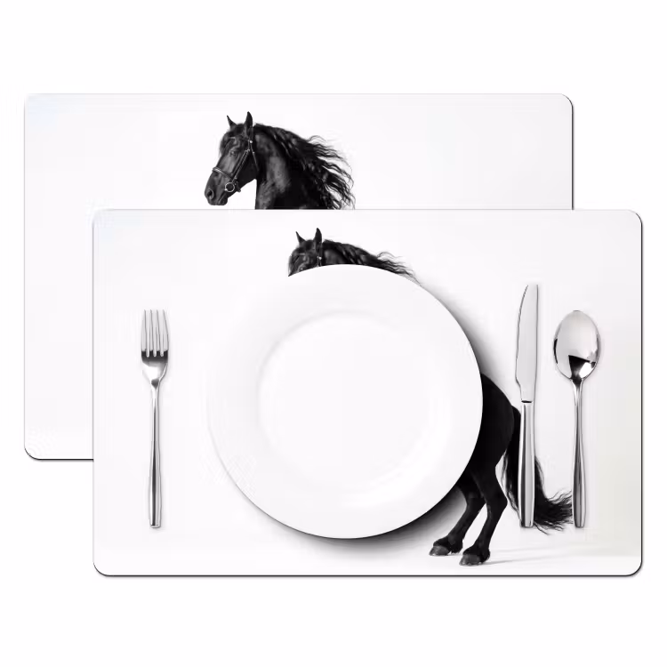 Zwart - Paard - Portret Placemat vinyl groot -zzsfeer2_Kitchenyeah-website