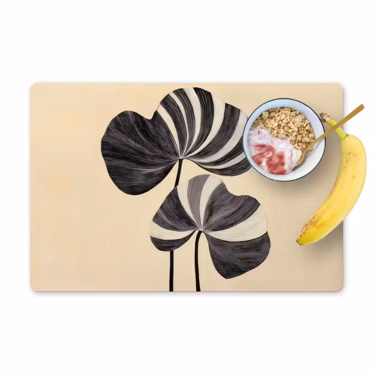 Zwart - Bladeren - Strepen - Minimalistisch Placemat vinyl groot -zzzproduct_Kitchenyeah-website