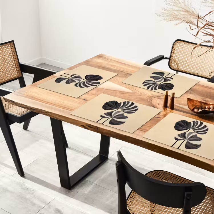 Zwart - Bladeren - Strepen - Minimalistisch Placemat vinyl groot -zzsfeer4_Kitchenyeah-website