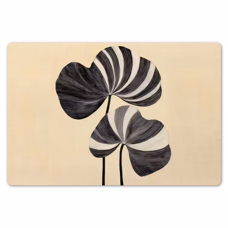 Zwart - Bladeren - Strepen - Minimalistisch Placemat vinyl groot -zzsfeer1_Kitchenyeah-website