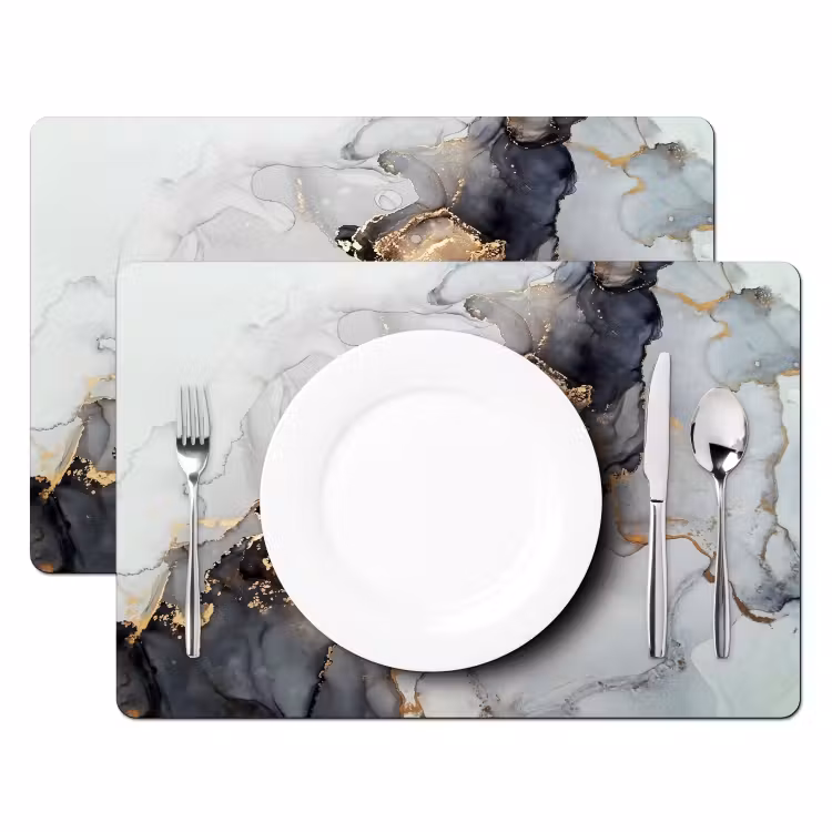 Zwart - Marmer - Luxe - Goud Placemat vinyl groot -zzsfeer2_Kitchenyeah-website