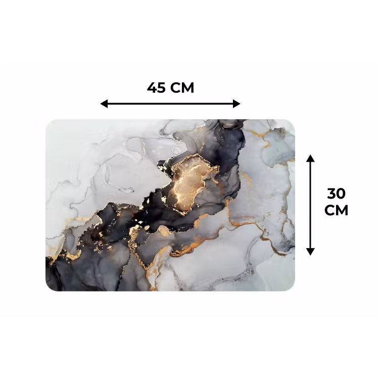 Zwart - Marmer - Luxe - Goud Placemat vinyl groot -specs