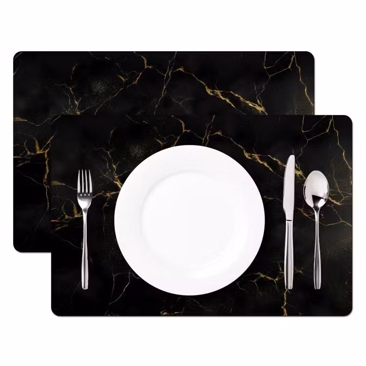 Zwart marmer - Gouden aders - Klassiek Placemat vinyl groot -zzsfeer2_Kitchenyeah-website