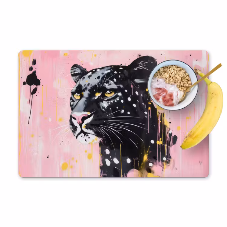 Zwart - Panter - Roze - Abstract Placemat vinyl groot -zzzproduct_Kitchenyeah-website