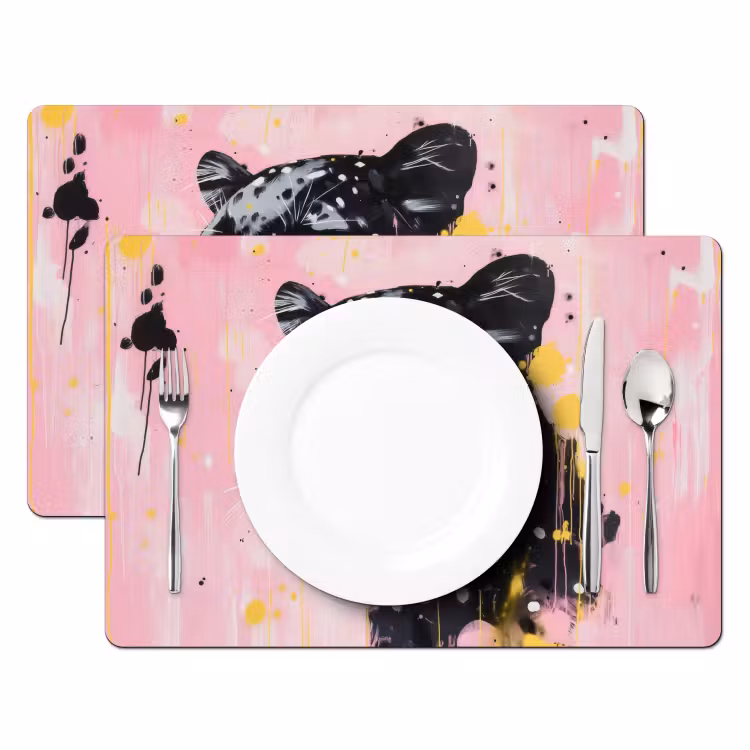 Zwart - Panter - Roze - Abstract Placemat vinyl groot -zzsfeer2_Kitchenyeah-website