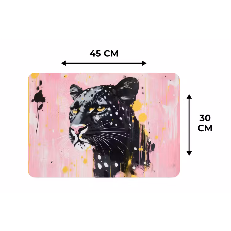 Zwart - Panter - Roze - Abstract Placemat vinyl groot -specs