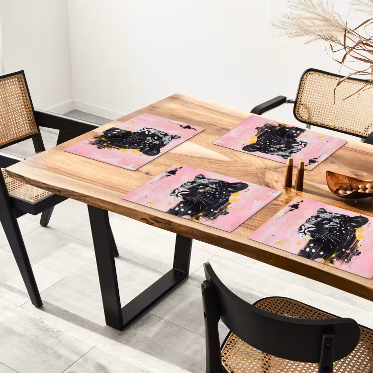 Zwart - Panter - Roze - Abstract Placemat vinyl groot -zzsfeer4_Kitchenyeah-website