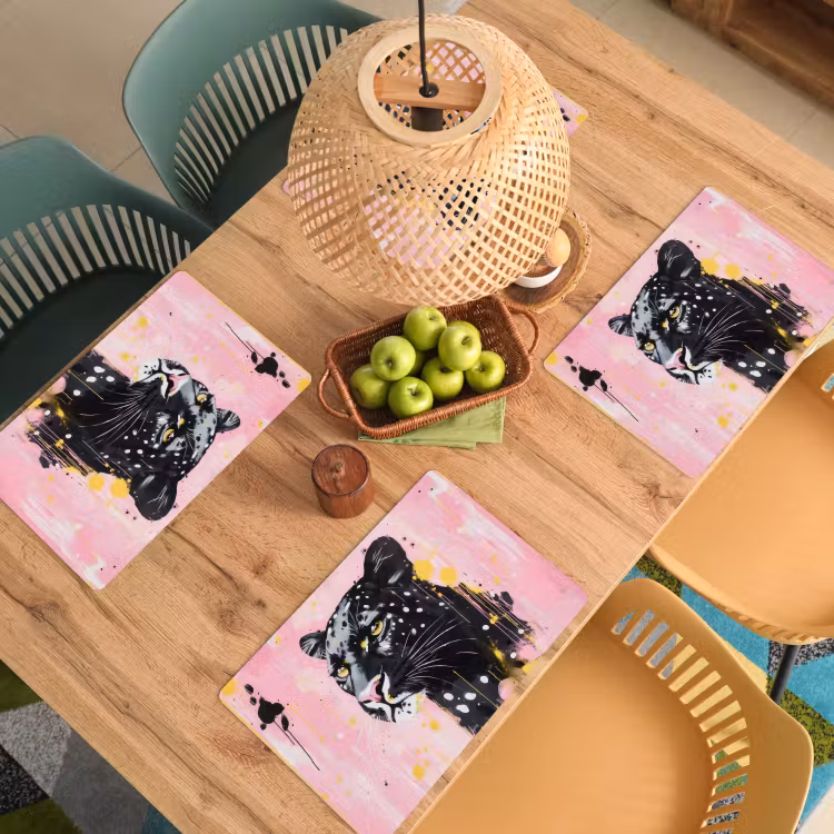 Zwart - Panter - Roze - Abstract Placemat vinyl groot -zzsfeer5_Kitchenyeah-website