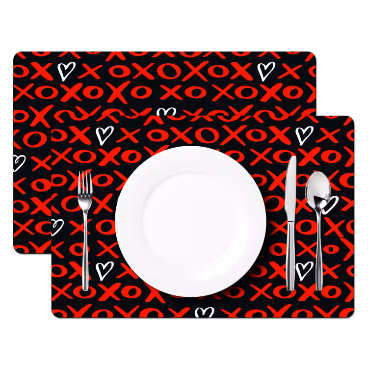 Zwart - Rood - Contrast - Liefde Placemat vinyl groot 368 -zzsfeer2_Kitchenyeah-website