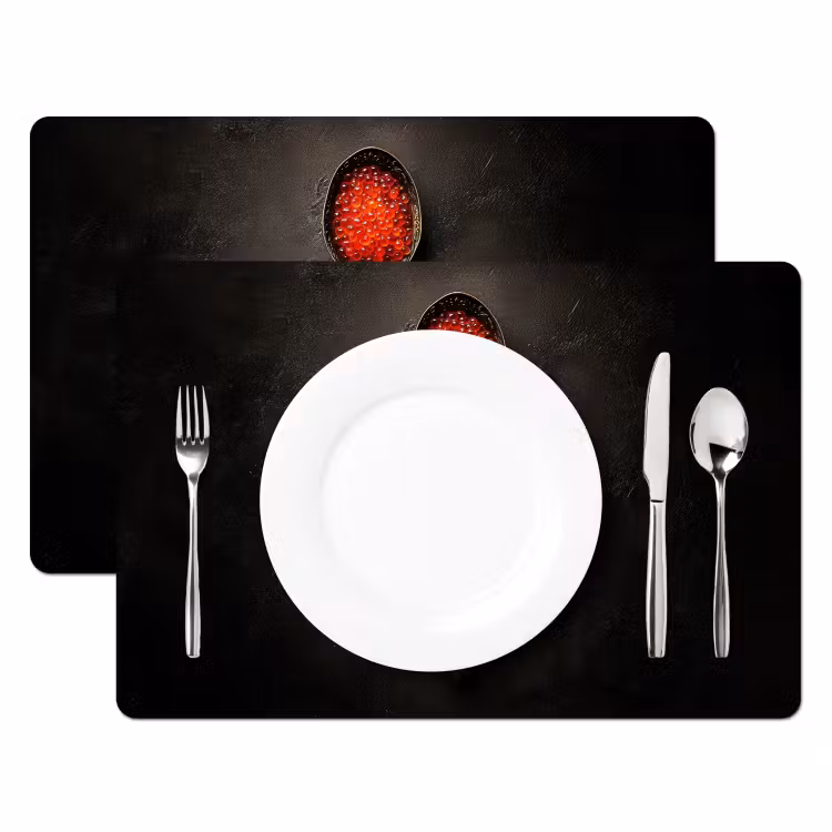 Zwart - Lepel - Caviar Placemat vinyl groot -zzsfeer2_Kitchenyeah-website