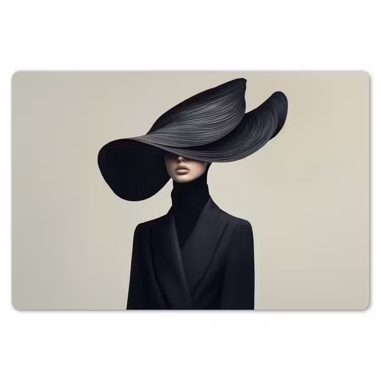 Zwart - Vrouw - Hoed Placemat vinyl groot -zzsfeer1_Kitchenyeah-website