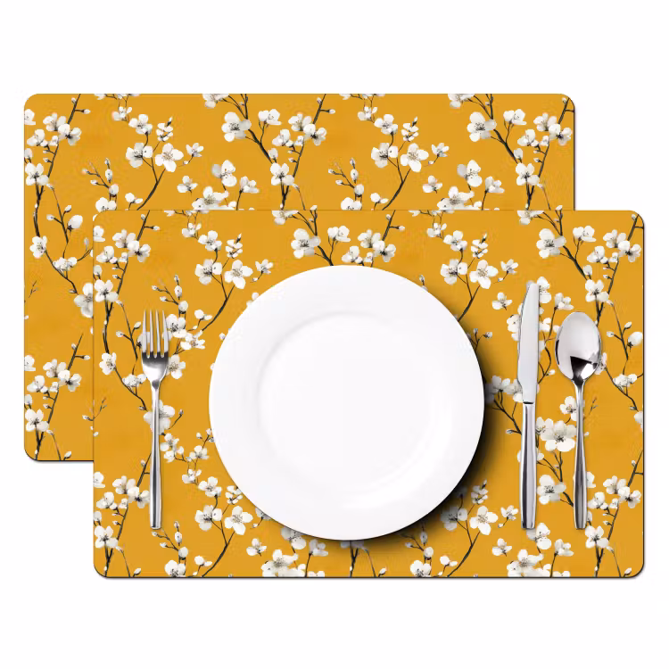 Bloesemtak - Aquarel - Geel Placemat vinyl groot 368 -zzsfeer2_Kitchenyeah-website