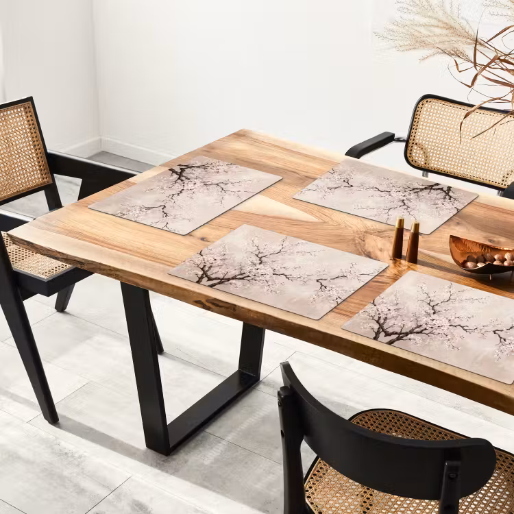 Bloesem - Illustratie - Taupe Placemat vinyl groot -zzsfeer4_Kitchenyeah-website