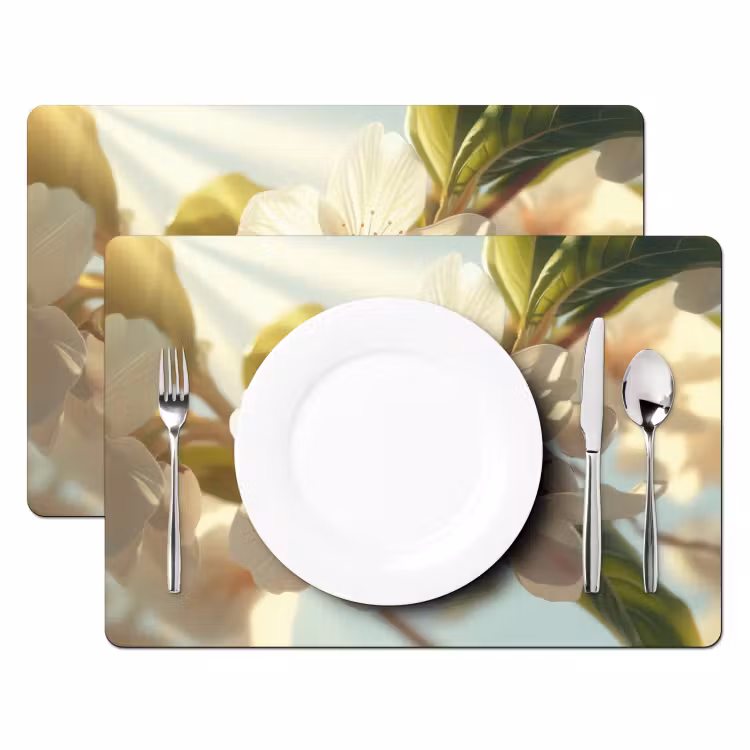 Bloesems - Zonlicht - Quote - Wit Placemat vinyl groot -zzsfeer2_Kitchenyeah-website