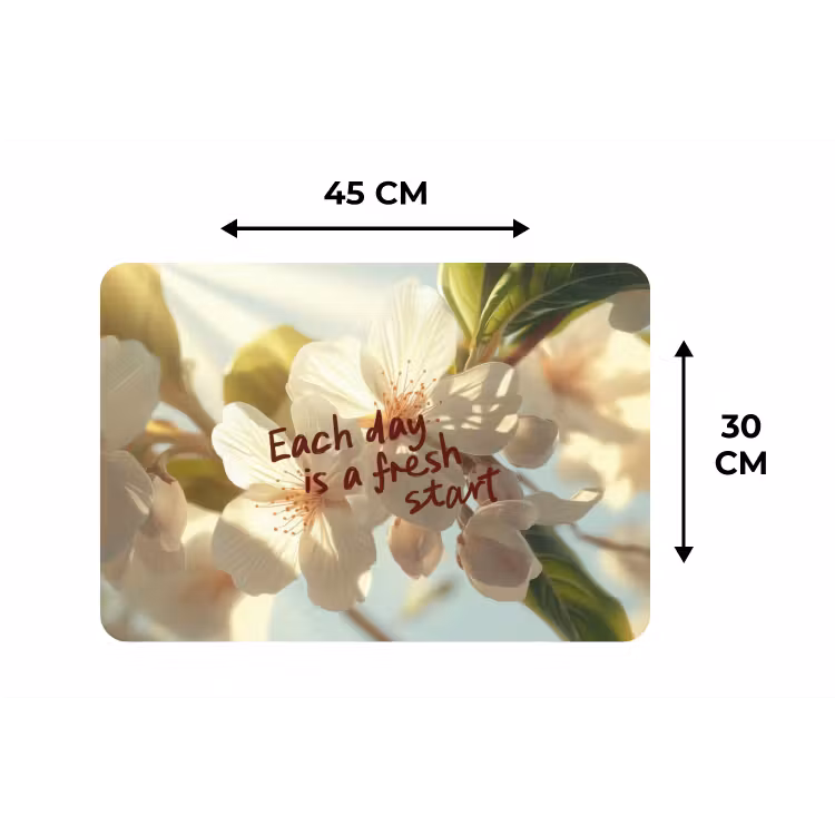 Bloesems - Zonlicht - Quote - Wit Placemat vinyl groot -specs
