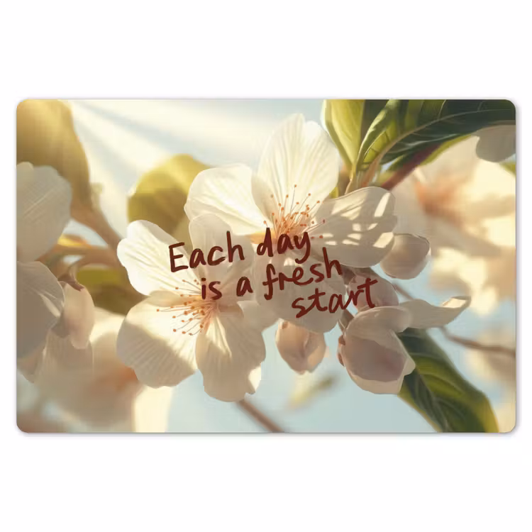 Bloesems - Zonlicht - Quote - Wit Placemat vinyl groot -zzsfeer1_Kitchenyeah-website
