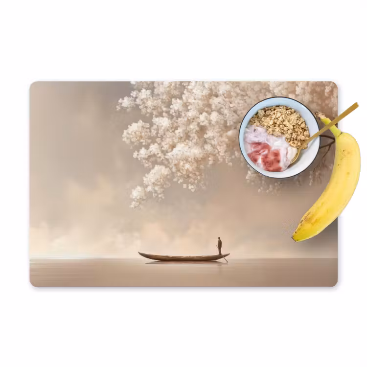 Bloesems - Wit - Boot - Minimalistisch Placemat vinyl groot -zzzproduct_Kitchenyeah-website