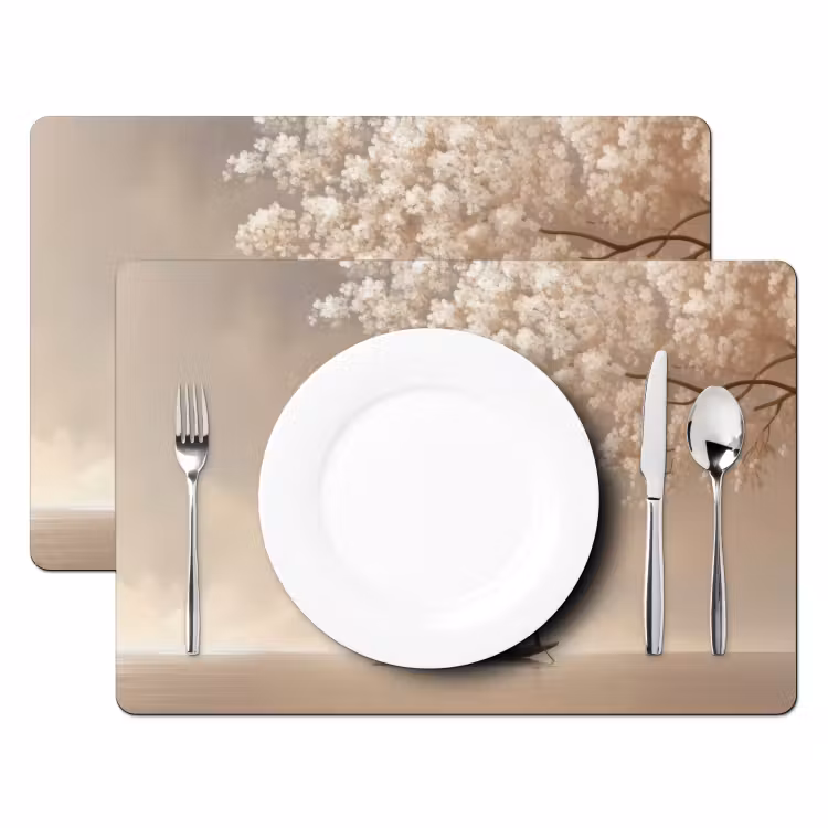 Bloesems - Wit - Boot - Minimalistisch Placemat vinyl groot -zzsfeer2_Kitchenyeah-website
