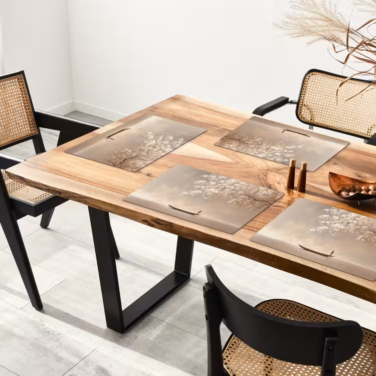 Bloesems - Wit - Boot - Minimalistisch Placemat vinyl groot -zzsfeer4_Kitchenyeah-website