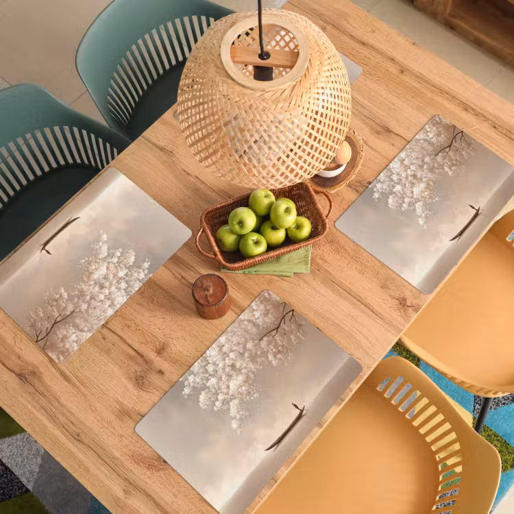 Bloesems - Wit - Boot - Minimalistisch Placemat vinyl groot -zzsfeer5_Kitchenyeah-website