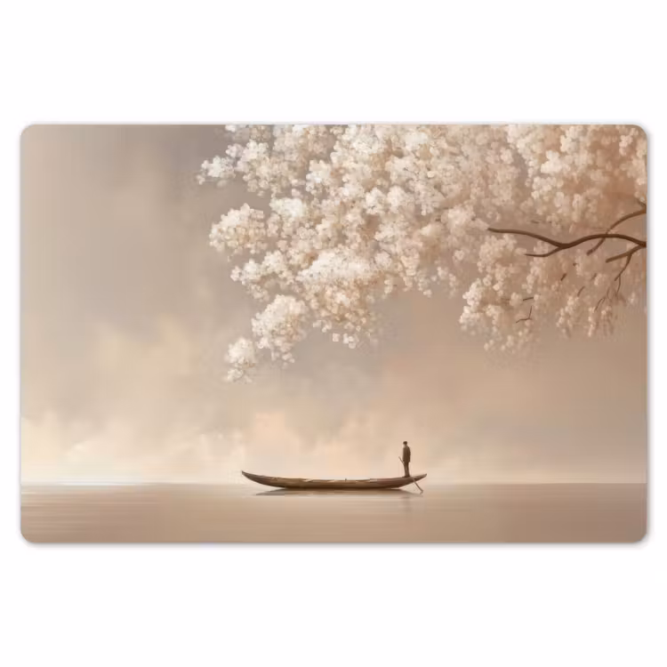 Bloesems - Wit - Boot - Minimalistisch Placemat vinyl groot -zzsfeer1_Kitchenyeah-website