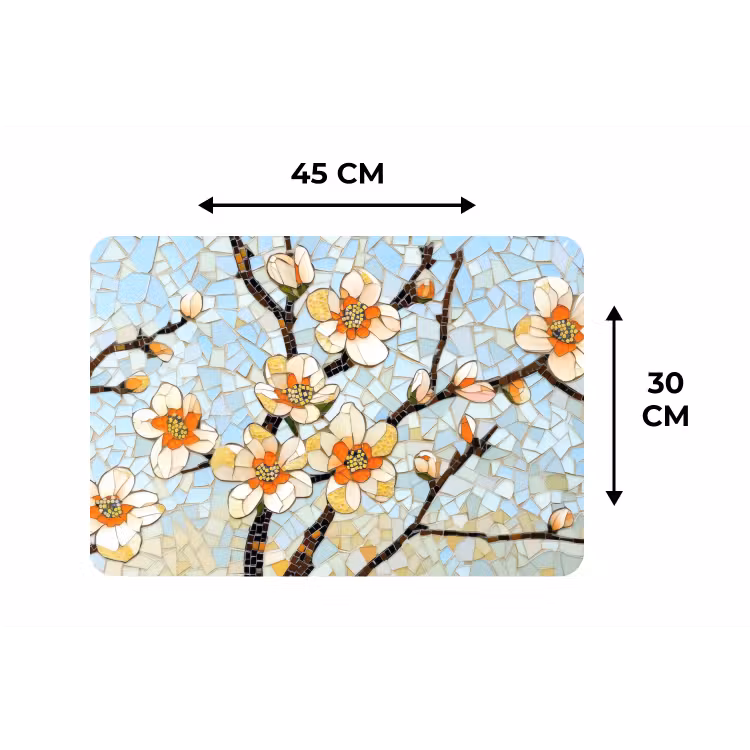 Bloesems - Wit - Mozaïek - Tak Placemat vinyl groot -specs