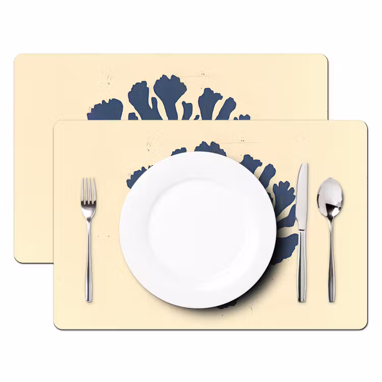 Blauw koraal - Vertakkingen - Beige Placemat vinyl groot -zzsfeer2_Kitchenyeah-website