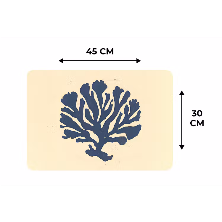 Blauw koraal - Vertakkingen - Beige Placemat vinyl groot -specs
