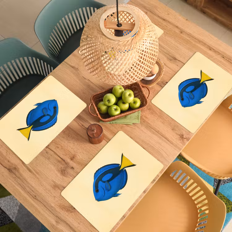Blauw - Dory - Vis - Staartvin Placemat vinyl groot -zzsfeer5_Kitchenyeah-website