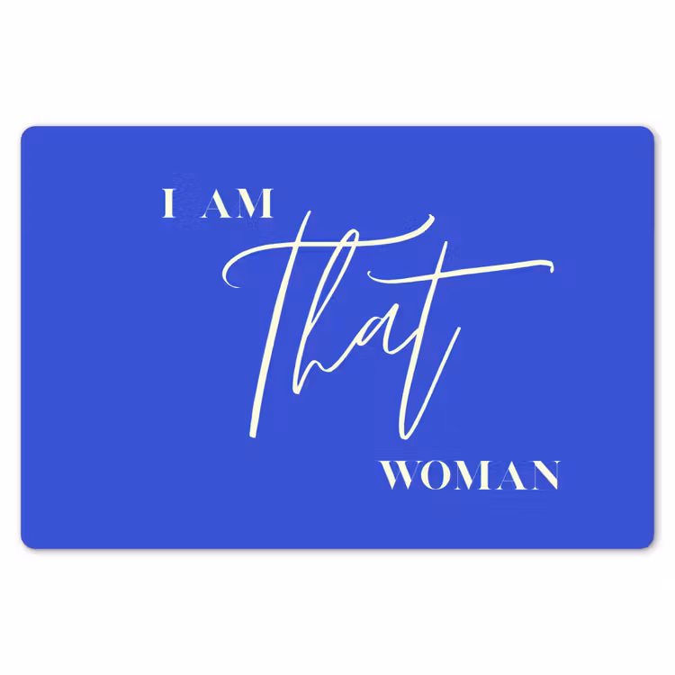 Blauw - I am that woman - Sierlijk - Minimalistisch Placemat vinyl groot -zzsfeer1_Kitchenyeah-website